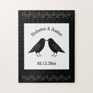 Gothic Wedding Kissing Ravens Custom Jigsaw Puzzle