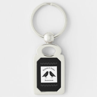 Gothic Wedding Kissing Ravens Custom Key Ring