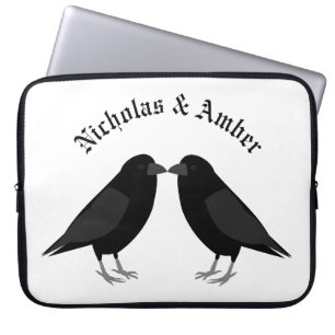 Gothic Wedding Kissing Ravens Custom Laptop Sleeve