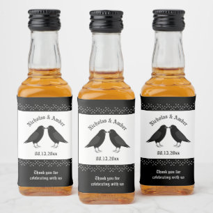 Gothic Wedding Kissing Ravens Custom Liquor Bottle Label