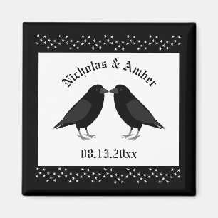 Gothic Wedding Kissing Ravens Custom Magnet