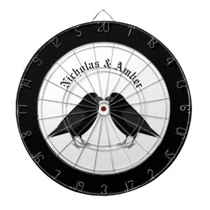 Gothic Wedding Kissing Ravens Custom Names Dartboard