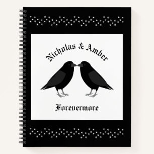 Gothic Wedding Kissing Ravens Custom Notebook