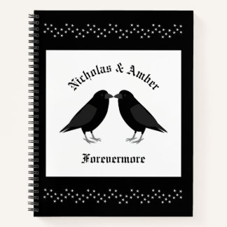 Gothic Wedding Kissing Ravens Custom Notebook