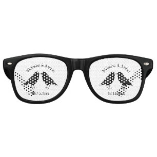 Gothic Wedding Kissing Ravens Custom Retro Sunglasses