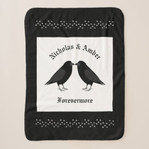 Gothic Wedding Kissing Ravens Custom Sherpa Blanket