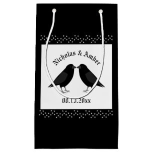 Gothic Wedding Kissing Ravens Custom Small Gift Bag
