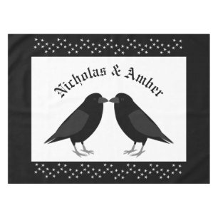 Gothic Wedding Kissing Ravens Custom Tablecloth