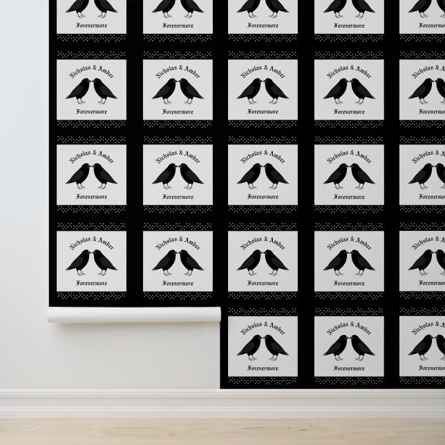 Gothic Wedding Kissing Ravens Custom Wallpaper (Application)