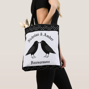 Gothic Wedding Kissing Ravens Double Sided Tote Bag