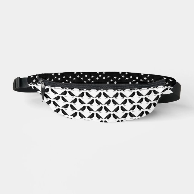 Gothic Wedding Kissing Ravens Patterned Bum Bags (Front)
