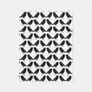 Gothic Wedding Kissing Ravens Patterned Fleece Blanket