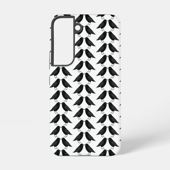 Gothic Wedding Kissing Ravens Patterned Samsung Galaxy S22 Case (Back)