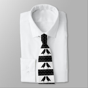 Gothic Wedding Kissing Ravens Patterned Tie