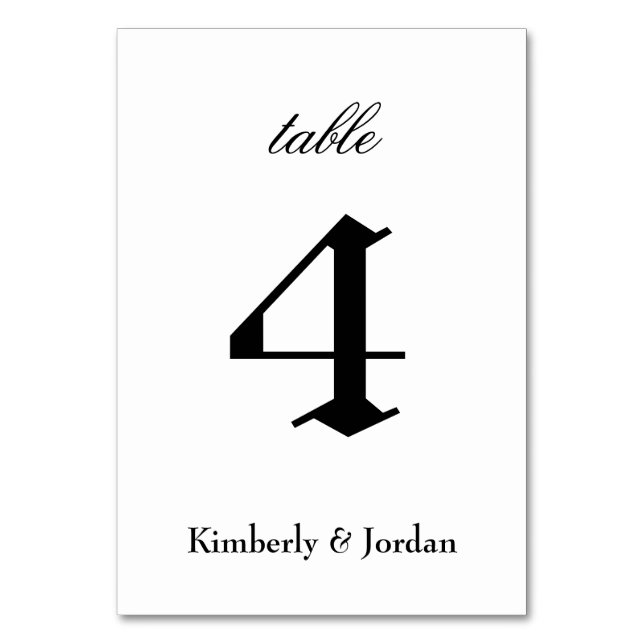 Gothic Wedding Modern Black and White Table Number (Front)