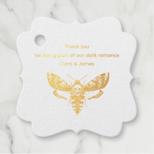 Gothic Wedding Moth & Lace Black & White Favour Tags
