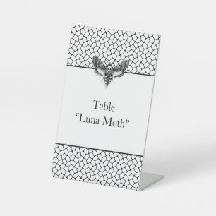 Gothic Wedding   Moth & Lace Black & White Pedestal Sign