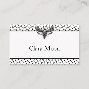 Gothic Wedding   Moth & Lace Black & White Place Card