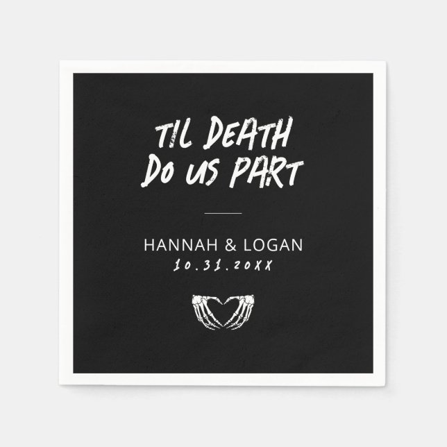 Gothic Wedding Napkins, Halloween Wedding Napkins (Front)