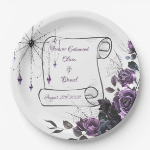 Gothic Wedding Paper Plates Floral Dark Romance