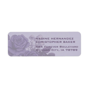 Gothic Wedding, Plum Skull & Roses Return Address Label