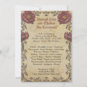 Gothic Wedding Program with Vintage Paper and Dark