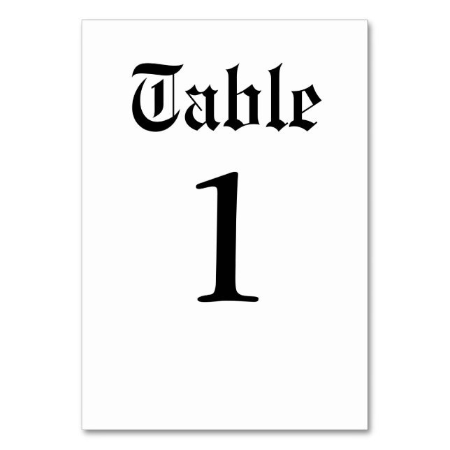 Gothic Wedding Reception Table Number (Front)
