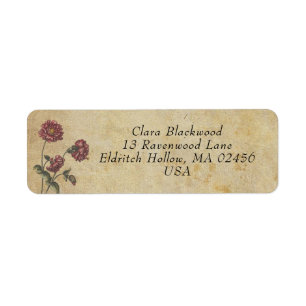 Gothic Wedding Return Address Dark Flowers Vintage Label