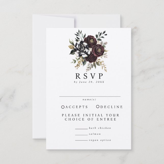 Gothic Wedding RSVP Invitation (Front)