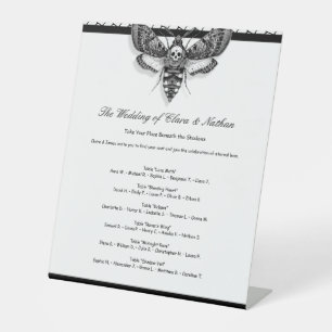 Gothic Wedding Seating Charts Elegant Black White Pedestal Sign