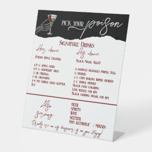 Gothic Wedding Signature Drinks Free Bar Sign 