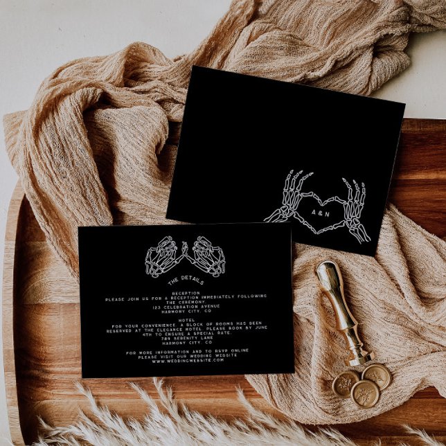 Gothic Wedding Skeleton Hands Wedding Details  Enclosure Card (Creator Uploaded)