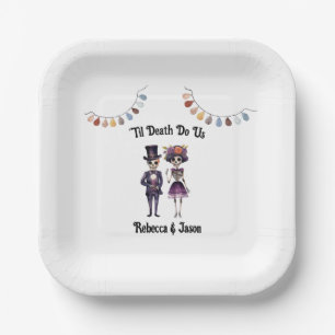 Gothic Wedding Skeletons Paper Plate