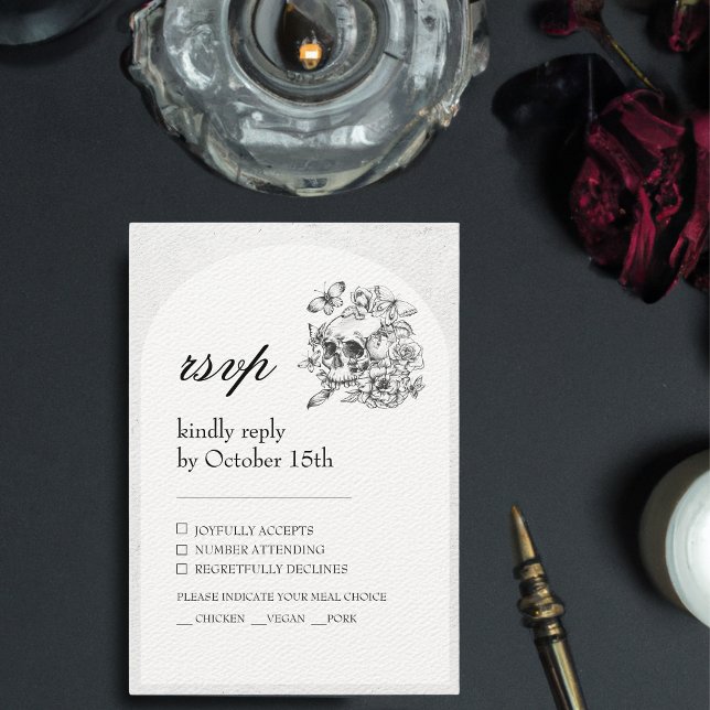 Gothic Wedding Skull Till Death do us Part RSVP Card (Creator Uploaded)