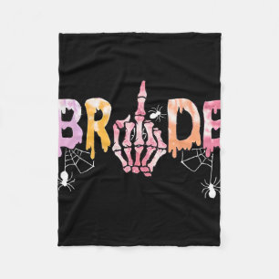 Gothic Wedding Spooky Halloween Skeleton Bride Jus Fleece Blanket
