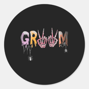 Gothic Wedding Spooky Halloween Skeleton Groom Jus Classic Round Sticker