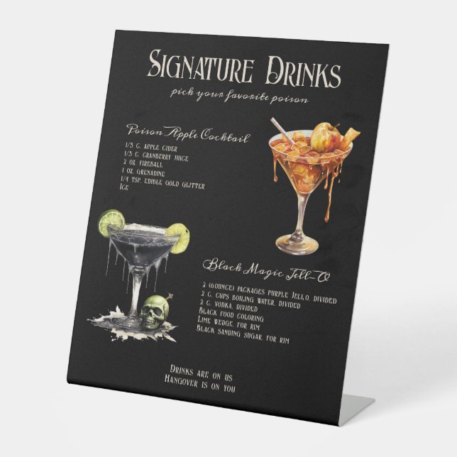 Gothic Wedding Whimsigoth Signature Drinks Sign (Front)