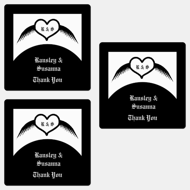 Gothic Wedding Winged Heart Custom Monogrammed (Group)