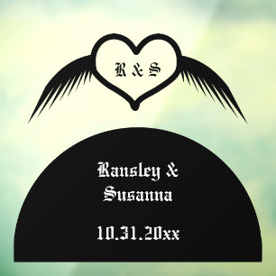Gothic Wedding Winged Heart Custom Monogrammed