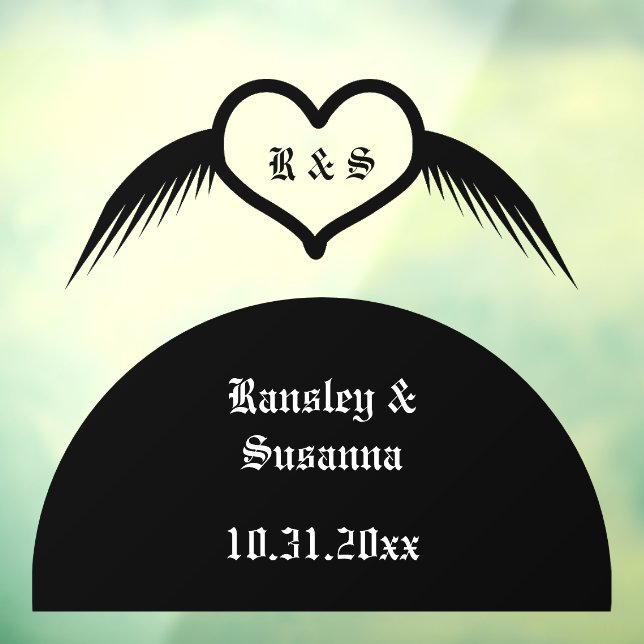 Gothic Wedding Winged Heart Custom Monogrammed (Sheet 3)