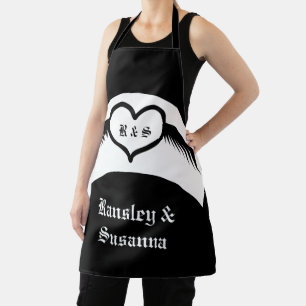 Gothic Wedding Winged Heart Custom Monogrammed Apron