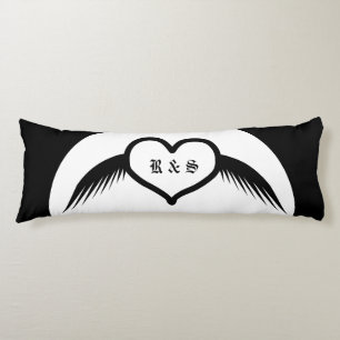 Gothic Wedding Winged Heart Custom Monogrammed Body Cushion