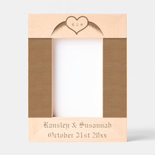 Gothic Wedding Winged Heart Custom Monogrammed Etched Frames