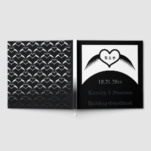 Gothic Wedding Winged Heart Custom Monogrammed Guest Book