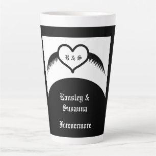 Gothic Wedding Winged Heart Custom Monogrammed Latte Mug