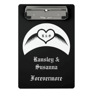Gothic Wedding Winged Heart Custom Monogrammed Mini Clipboard