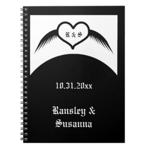 Gothic Wedding Winged Heart Custom Monogrammed Notebook