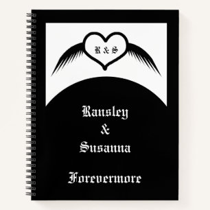 Gothic Wedding Winged Heart Custom Monogrammed Notebook