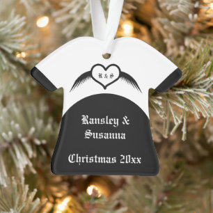 Gothic Wedding Winged Heart Custom Monogrammed Ornament