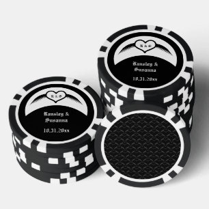 Gothic Wedding Winged Heart Custom Monogrammed Poker Chips